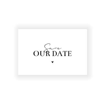 Minimalistische Save The Date Zwart Wit Met Hartje