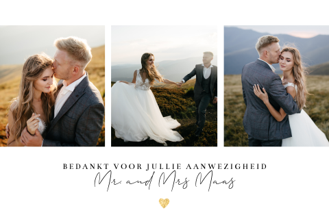 Bedankkaart bruiloft met foto collage