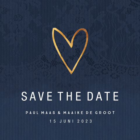 Mooie Save The Date Kaart Met Goud Hart