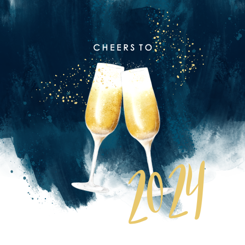 Feestelijke nieuwjaarskaart met champagne
