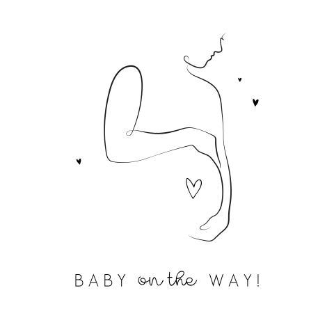 Felicitatiekaart zwangerschap met minimalistische illustratie