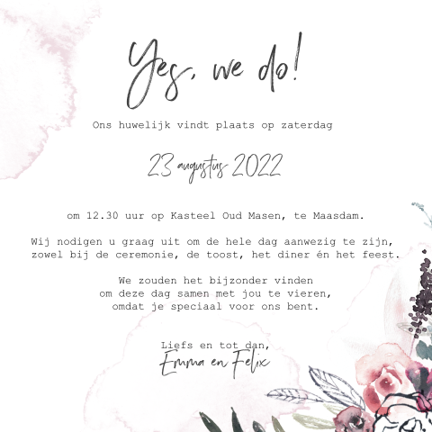 Informatiekaartje Romantisch Bloemen