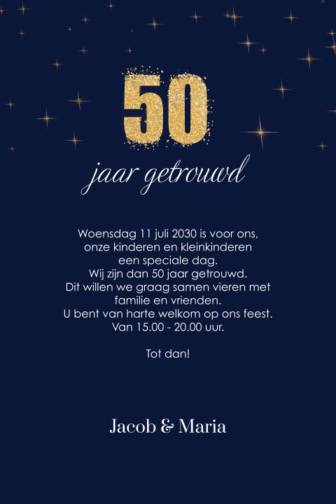 Wonderbaarlijk Uitnodiging 50 jaar getrouwd | Gouden huwelijk KO-58