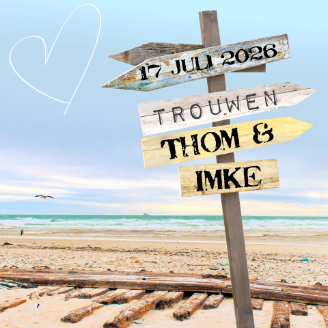 Kaart huwelijk uitnodiging thema strand zee