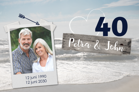 Veertigjarig jubileum uitnodiging thema strand