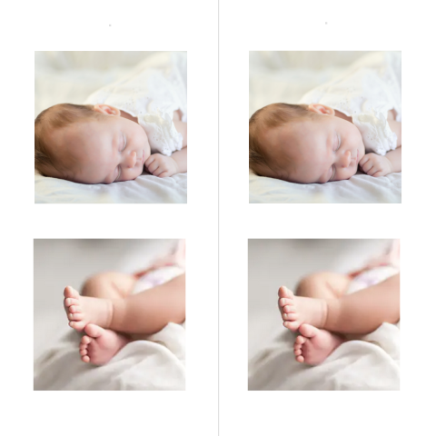 Label geboortekaartje met twee foto's
