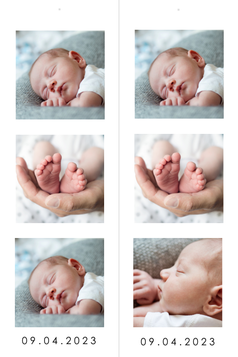 Label geboortekaartje met fotoreeks