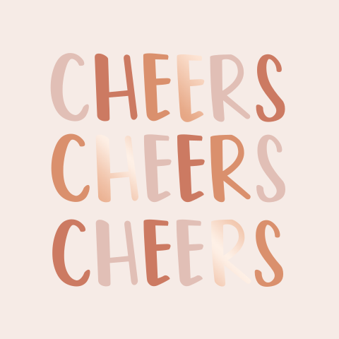 Felicitatiekaart voor vrouwen met 'cheers' en roséfolie