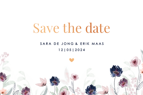 Save the date met handgeschilderde bloemen