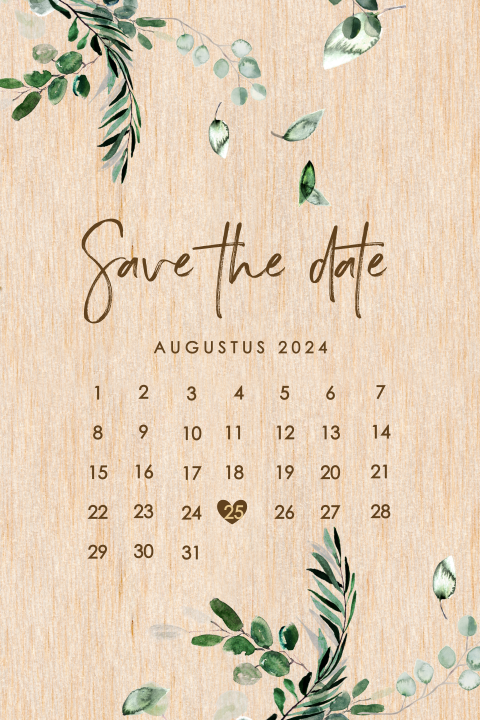 Botanische save the date met kalender