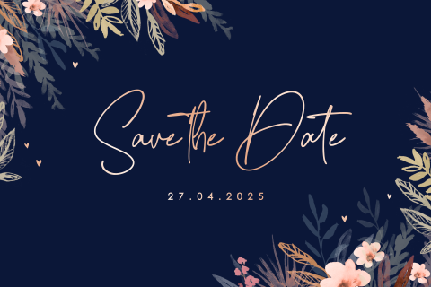 Stijlvolle save the date kaart met watercolor bloemen