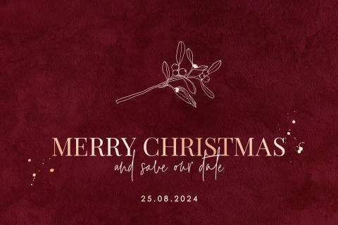 Kerst save the date met mistletoe