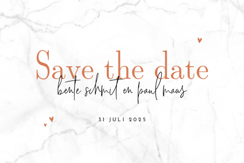 Save the date uitnodiging met marmer