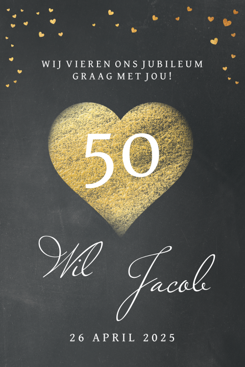 Uitgelezene Uitnodiging 50 jarig jubileum met gouden hart OP-17