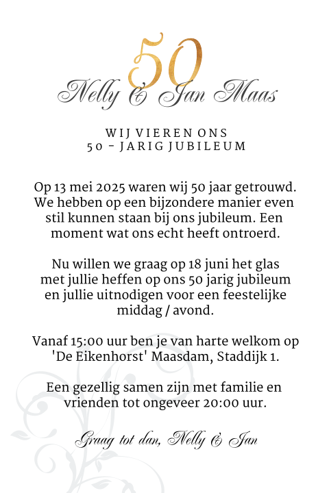 Raap salade van mening zijn Jubileum kaart 50 jarig huwelijk