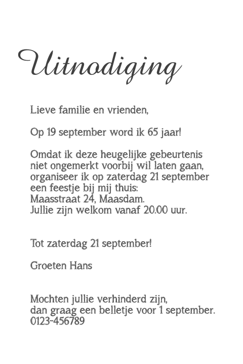 Uitgelezene Uitnodiging 65 jaar verjaardag - Made for Moments KR-87