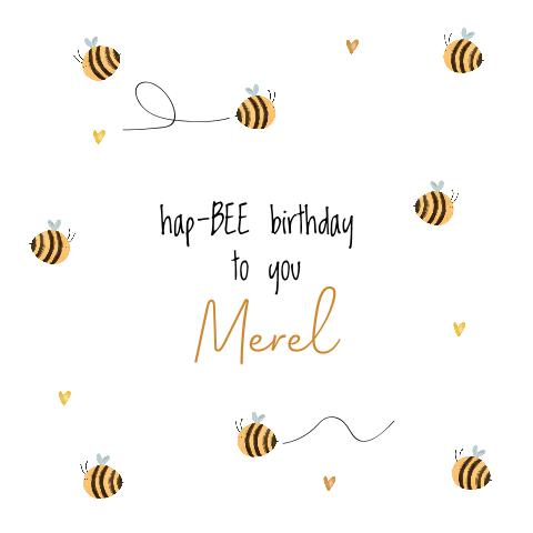 Vrolijke verjaardagskaart voor vrouw met illustratie van bijtjes
