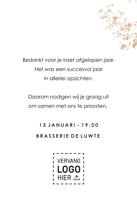 Spiksplinternieuw Zakelijke uitnodiging nieuwjaarsborrel met foto MI-82