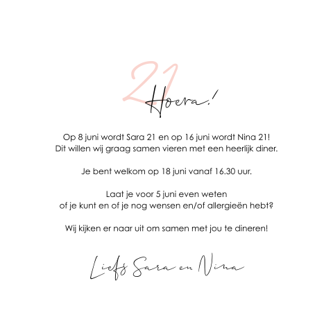 Goede Uitnodiging 21-diner | Made for Moments AB-92