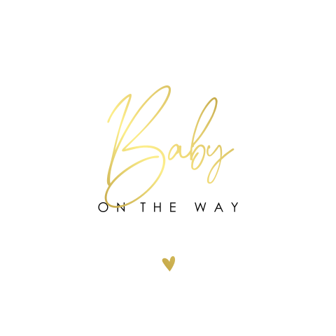 Zwangerschapsaankondiging kaart baby met goudfolie