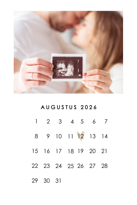 Zwangerschapsaankondiging kaart kalender met foto