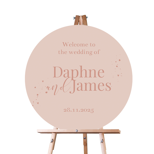 Typografisch bruiloftsbord in ronde vorm
