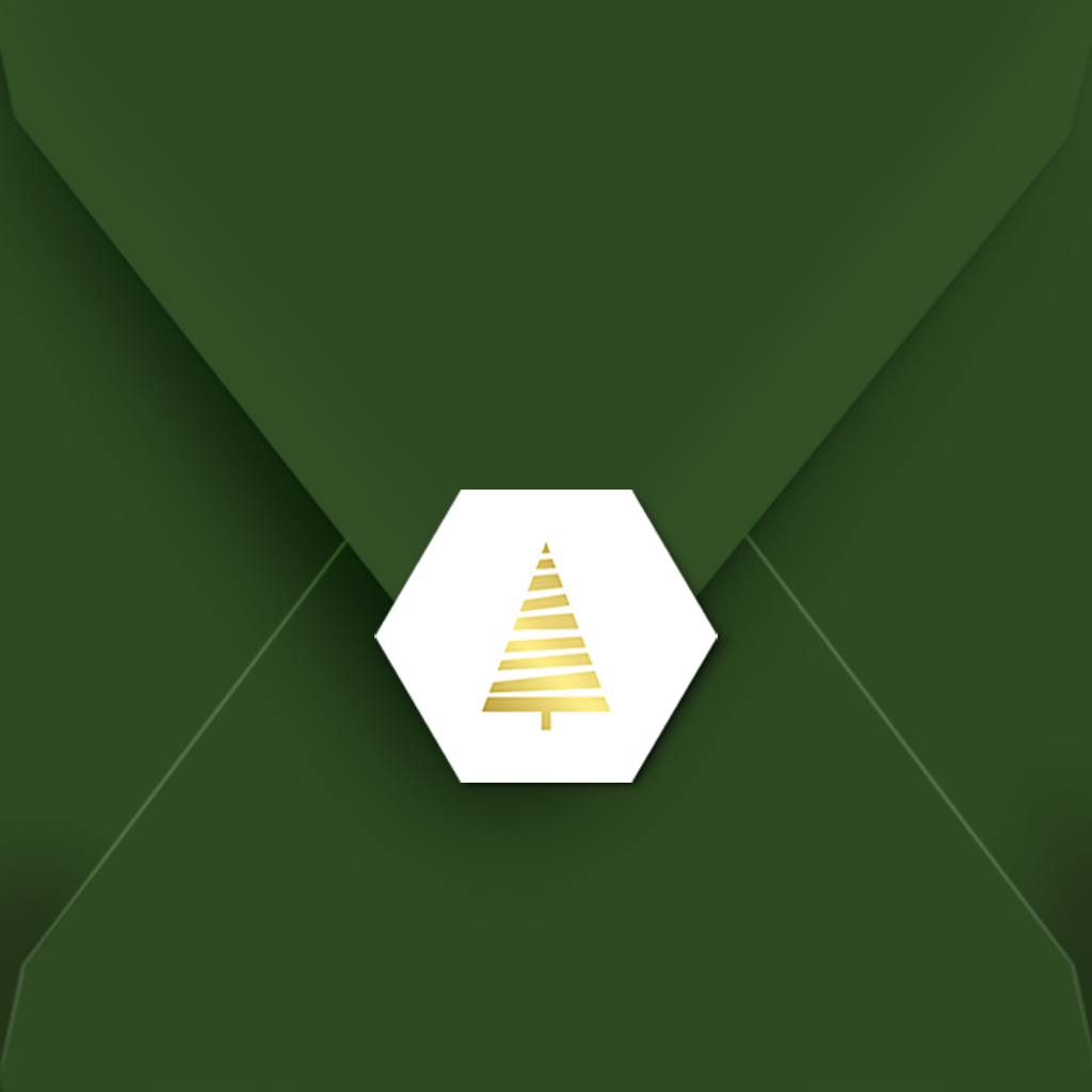 Kerst sluitsticker in hexagon vorm met goudfolie kerstboom