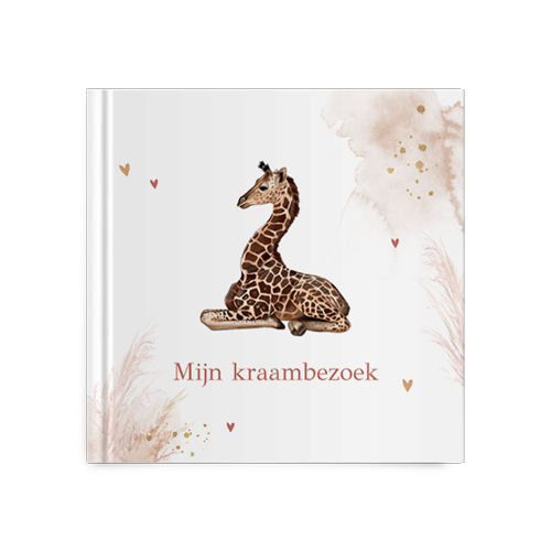 Kraambezoekboek met lief girafje en watercolor