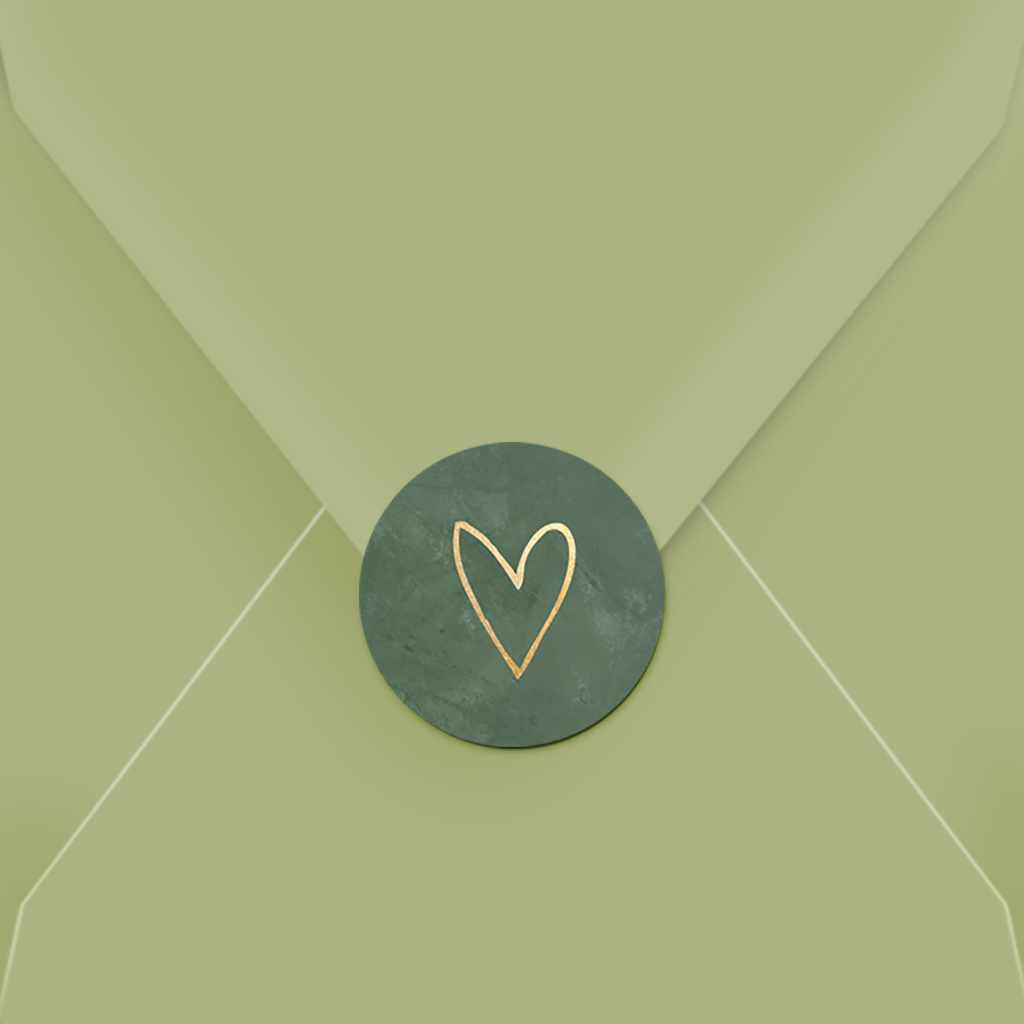 Sluitsticker groen gouden hart 25 stuks