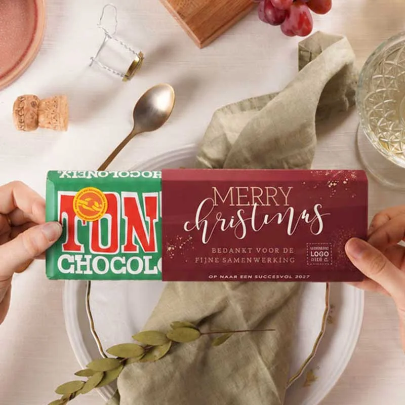 Tony's Chocolonely reep met eigen wikkel als relatiegeschenk