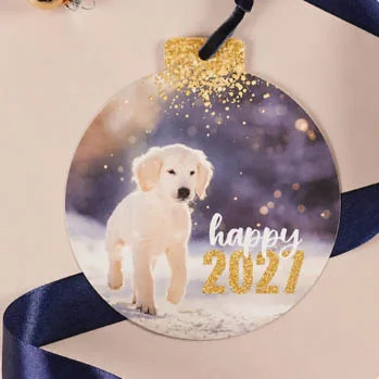 Kerstkaart in vorm van bal