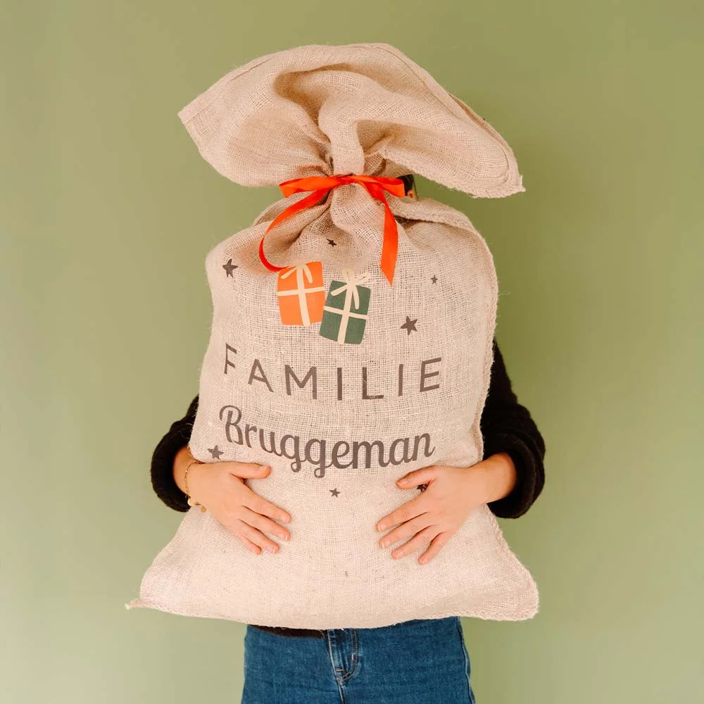 Jute zak van Sinterklaas met naam