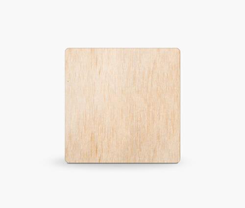 houten geboortekaartje vierkant enkel